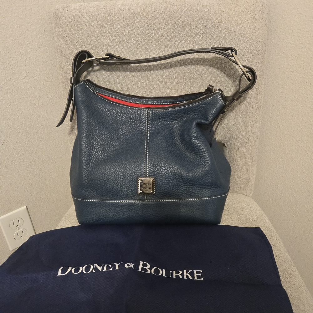 Dooney & Bourke Blue Leather Hobo Bag - Picture 2 of 4